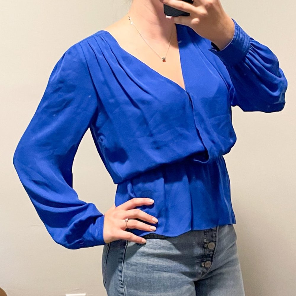 Parker cobalt blue long sleeve blouse - size S
